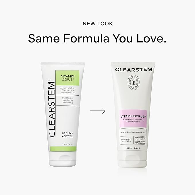 CLEARSTEM - VITAMINSCRUB - Antioxidant-Infused Scrub Cleanser - Exfoliating Face Wash + Body Scrub - Vitamin C, Hemp, Bamboo - Skin Care Products - Gluten Free, Cruelty Free - 6 fl oz / 177ml
