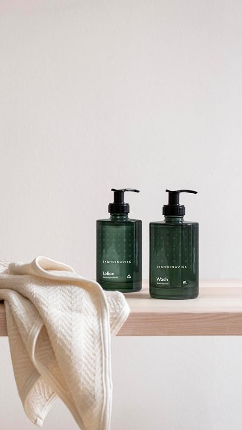 Skandinavisk SKOG ‘Forest’ Hand & Body Wash, Scent Notes: Pine Needles and Fir Cones, Birch Sap and Woodland Lily of the Valley, Coloured Glass Bottle With Pump, 6.75 fl. oz.
