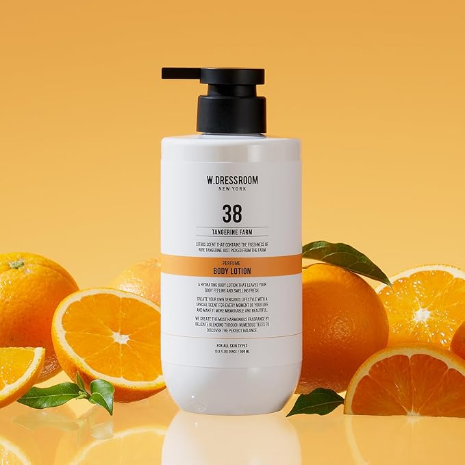 W.Dressroom Moisturizing Body Lotion No.38 Tangerine Farm, Perfumed Body Lotion, Moisturizer for Sensitive Dry Skin, Korean Skin Care, Gentle, Soothing, Non-Greasy, and Scented Lotion for Women