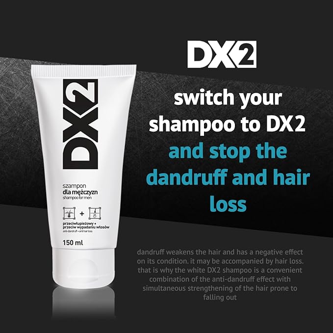 DX2 - Anti-Dandruff + Anti Hair-Loss Shampoo for Men - Double-Action Formula, Eliminates Dandruff and Hair Loss, Everyday Use - 150ml