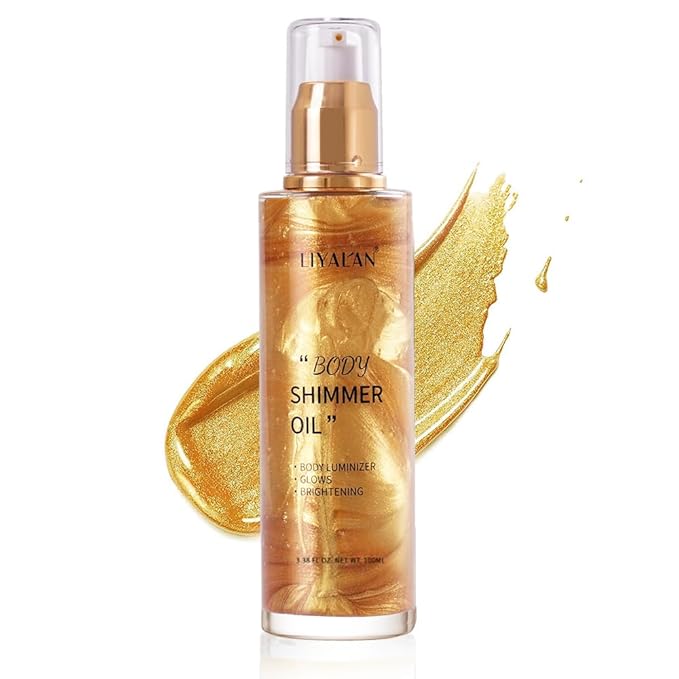 Liyalan Shimmer Body Oil Gold 5 Color Bronze Fl Oz/#02)