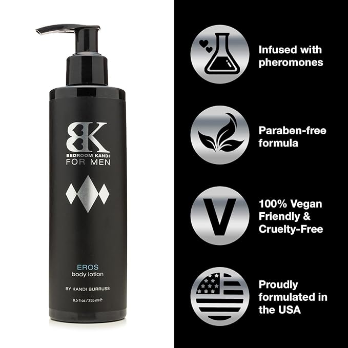 Bedroom Kandi for Men Body Lotion | Pheromone Enhanced Moisturing Body cCream | Eros Scent | Lotion and body care for men.