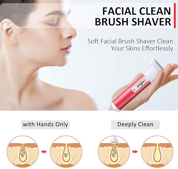 5 in 1 Electric Razor for Women Removal for Body Nose Hair Trimmer Face Shavers Eyebrow Legs Armpit Bikini Area Pubic Underarms Painless Rechargeable Portable Facial Hair Removal