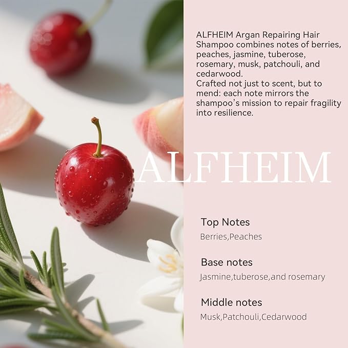 Alfheim Argan+ Repairing Shampoo | Argan Oil & Keratin for Dry, Damaged & Brittle Hair | Hydrating & Strengthening Sulfate-Free Shampoo | Color-Safe & Frizz Control | 10.7 fl oz