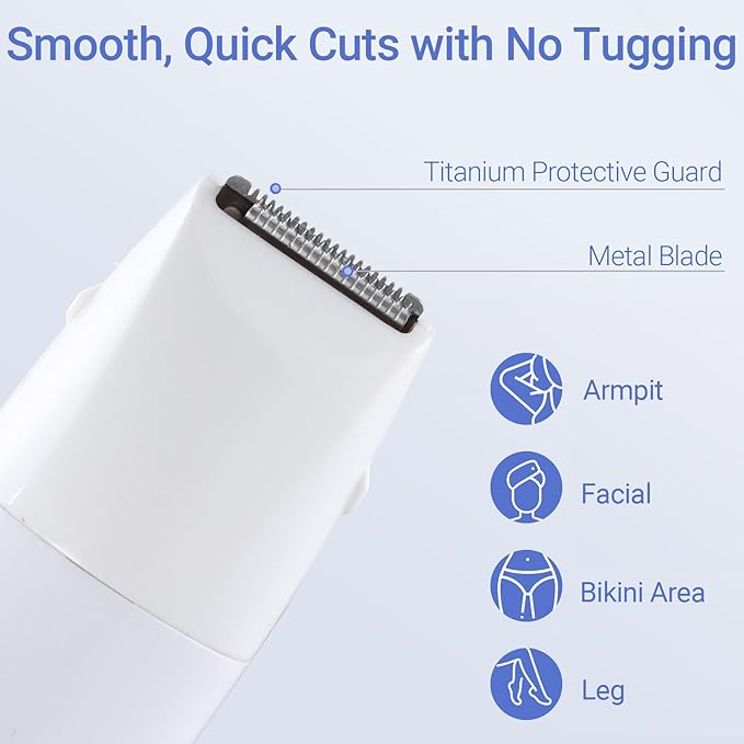 Bikini Trimmer for Women, 6-in-1 Body Hair Trimmer, Facial & Pubic Hair Removal, IPX7 Waterproof Wet & Dry Grooming Electric Shaver Kit,Cordless Travel Razor with USB Charging Dock
