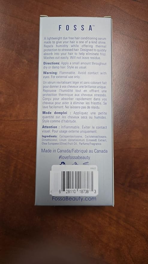 Fossa Beauty Frizz Relief | Lightweight Hair Oil for Frizzy Hair | Paraben & Sulfate Free | Provides Nourishment, Shine, Heat Protection & Increases Elasticity for All Hair Types | 100ml, 3.4 fl. oz.