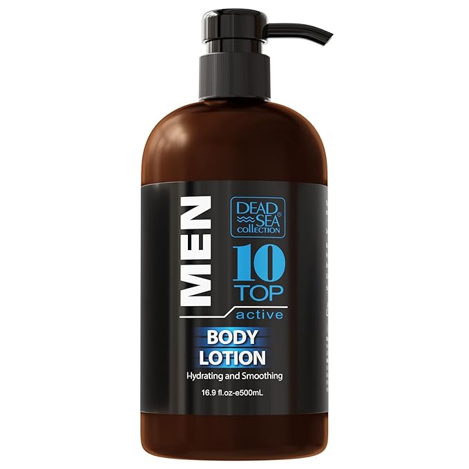 Dead Sea Collection Top 10 Men's Body Lotion – Sandalwood Oil and Dead Sea Minerals - Maximum Hydration Nourishing Moisturizing Lotion for Men - 16.9 Fl Oz Bottle