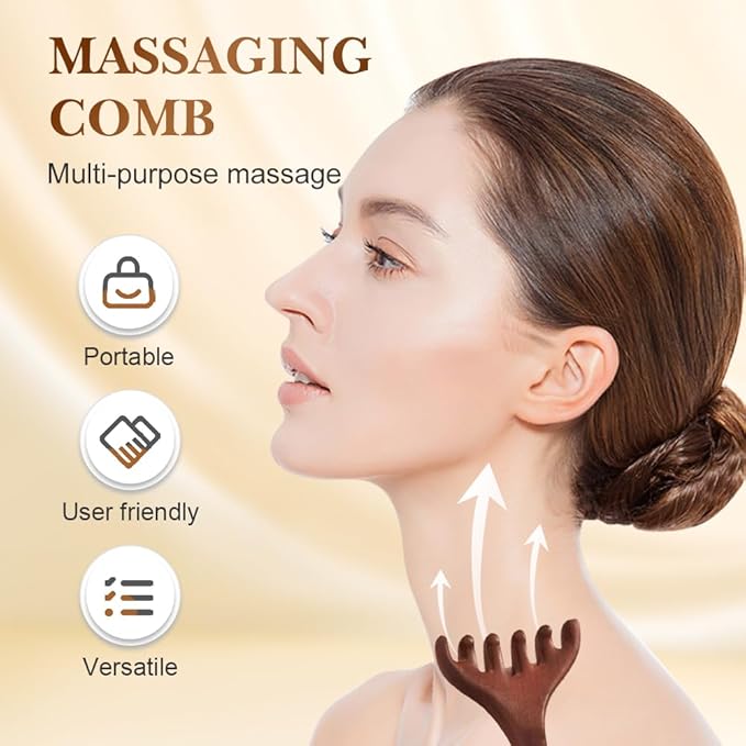 Six-Claw Meridian Massage Comb, 2025 Upgrade Manual Hair Scalp Massagers, Versatile Gua Sha Scraping Massage Tool Portable Meridians Massage Brush, Whole Body Relaxation Massage Comb (A)