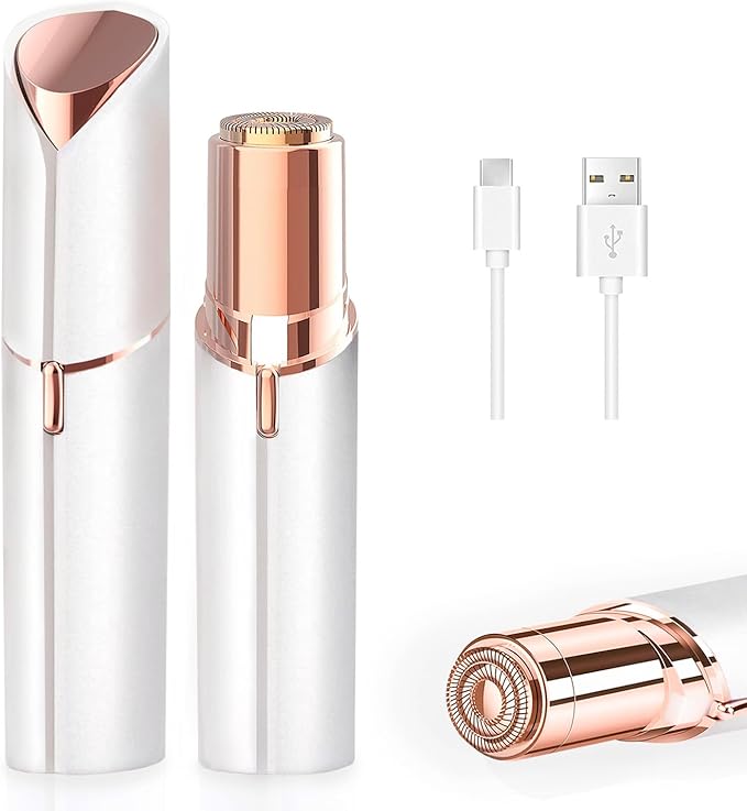 Facial Hair Removal for Women, Painless Face Shaver for Womens, Face Razors for Lip, Chin with USB Rechargeable, White