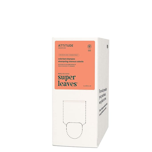 ATTITUDE Colorlast Hair Shampoo, EWG Verified, For Color Treated Hair, Protects Color, Naturally Derived Ingredients, Vegan and Plant Based, Avocado Oil and Pomegranate, Bulk Refill, 67.6 Fl Oz