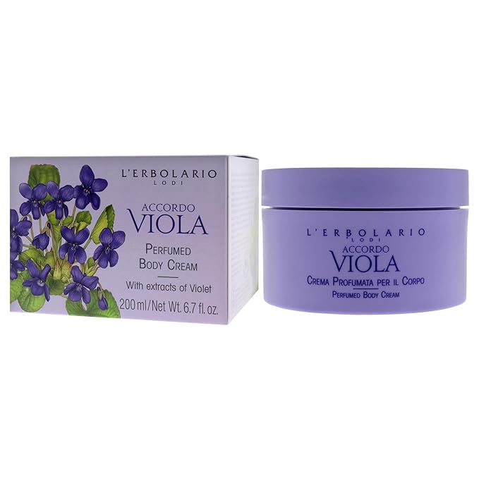 LErbolario Perfumed Body Cream, Accordo Viola, 6.7 oz - Body Lotion - With Extracts of Violet - Floral Powdery Scent - Moisturizing - Cruelty-Free