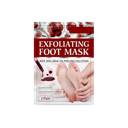 Exfoliating Foot Mask with AHA 30% + BHA 2%, Natural Moisturizing Peeling Solution for Dry Cracked Feet, 1 Pair