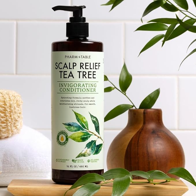 Tea Tree Conditioner For Men and Women, Hair Detangler and Soothing Scalp Relief - Infused with Tea Tree oil, Sunflower oil, Aloe and Argan oil, 16.2oz