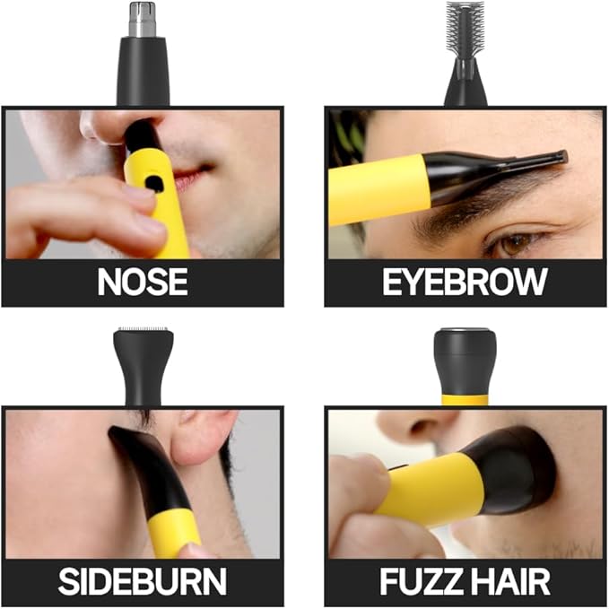 Gorilla Technique Nose Ear Hair Trimmer for Men, Rechargeable 4-in-1 Trimmer for Nose Ear Eyebrow Hair Removal, No Pull No Snag Grooming with High-Speed 10,000rpm Motor, 4 Heads