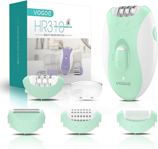 Epilator for Women-Cordless Epilators Hair Removal for Women, 4-in-1 Electric Razor Hair Remover, 2 Speeds & 21 Tweezers for Face Legs Arms Armpit Bikini, Green HR310
