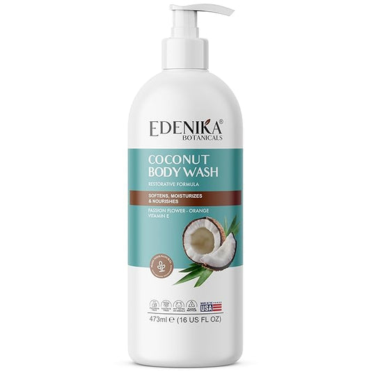 Coconut Body Wash, Cleans, Softens & Nourishes, Ultra Moisturizing Shower Gel for Dry and Sensitive Skin, Women & Men, Organic & Natural, 16 fl oz