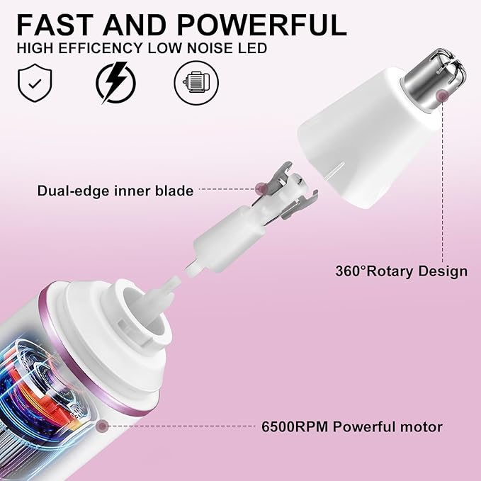 AREYZIN Nose Hair Trimmer for Women 2 in 1 Painless Eyebrow Trimmer and Nose Trimmer Facial Hair Removal Nasal Hair Clippers Professional, Easy to Clean, Dual-Edge Blade,White