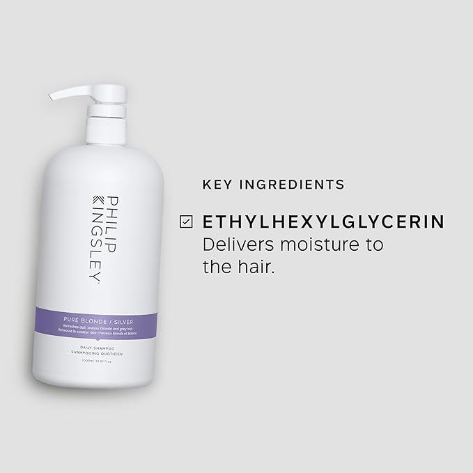 PHILIP KINGSLEY | Pure Blonde/Silver Purple Brightening Shampoo | Color Correcting Shampoo for Blonde, Silver, Grey, Platinum, Bleached, Brassy Hair | For Orange Brassiness and Yellow Tones | 33.8oz