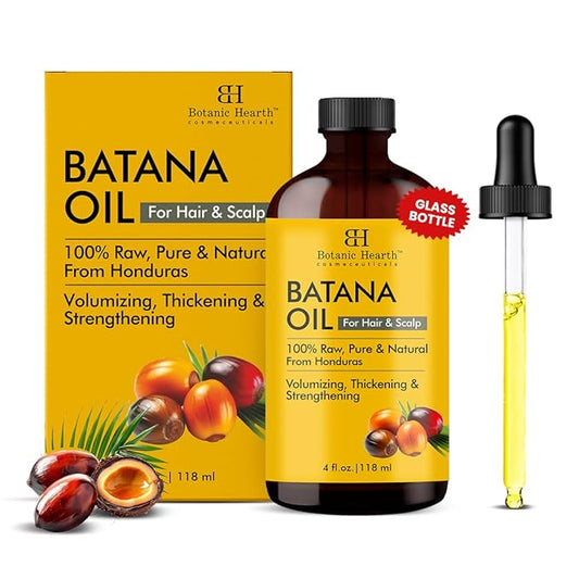 Botanic Hearth Dr Sebi Batana Oil for Hair Growth- Weightless (Glass bottle 4 fl oz) | 100% Pure & Unrefined Oils from Honduras, Lightweight Summer Hair Oil for Strengthening & Volumizing - Hair Tonic