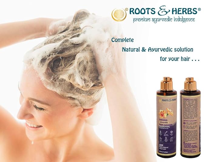 ROOTS AND HERBS Vegan Jatamansi Hair Shampoo - Volume Hair Treatment Cleanser for growth, oily scalp, keratherapy, protecting coloured hair - Organic Anti-Dandruff Formula with itch relief 6.76 oz