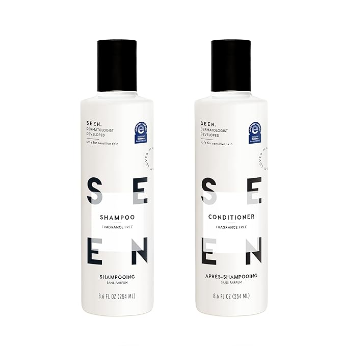 SEEN Shampoo & Conditioner Bundle, Fragrance-Free - Non-Comedogenic & Sulfate-Free Hair Care - Dermatologist-Developed, Safe for Sensitive, Eczema & Acne-Prone Skin