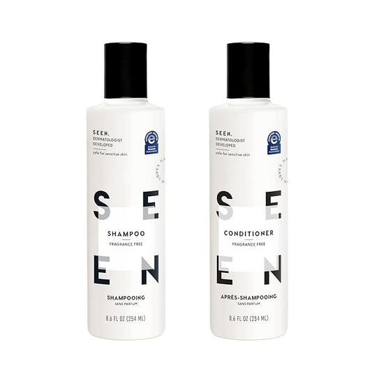 SEEN Shampoo & Conditioner Bundle, Fragrance-Free - Non-Comedogenic & Sulfate-Free Hair Care - Dermatologist-Developed, Safe for Sensitive, Eczema & Acne-Prone Skin