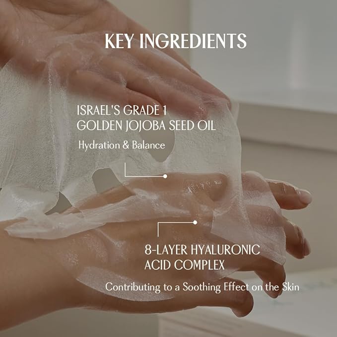 PINKWONDER Jojoba Deep Moisture Sheet Masks (5EA), Jojoba Oil and Hyaluronic Acid, Soothing for Dry and Sensitive Skin, Vegan Fabric, Korean Skincare