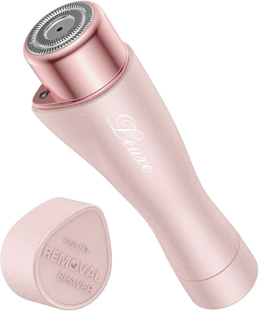 Facial Hair Remover for Women, Leuxe Painless Hair Removal Waterproof Shaver Razor with LED Light for Peach Fuzz Fine Hair Chin Cheek Upper Lip (Rose)