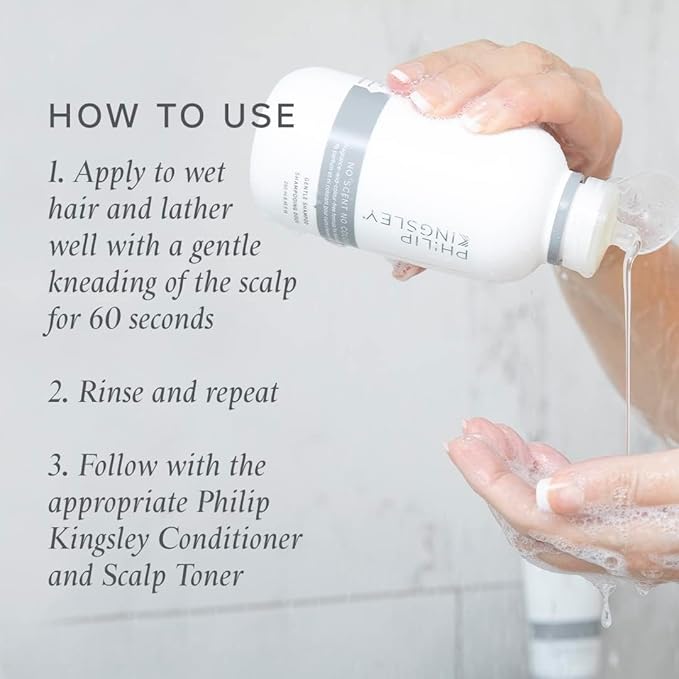 PHILIP KINGSLEY | No Scent No Color Gentle Shampoo | For Sensitive and Delicate Scalps | Sulfate-Free and Fragrance-Free | 8.4oz