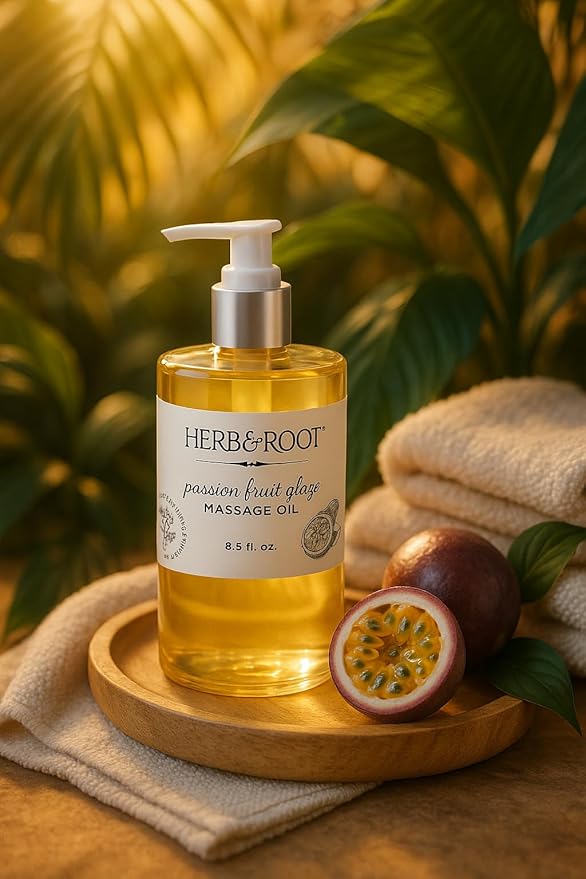 Passion Fruit Glaze Edible Massage Oil, 8.5 oz | Tropical Maracuja Kissable Body Oil with Coconut & Sweet Almond Oils | Non-Sticky, Lightweight, Moisturizing Massage Oil & Couples Gift