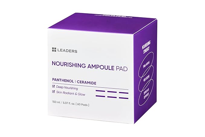 LEADERS Nutrition Ampoule Toner Pad - Deep Nourishing Hydrating for Glowing Skin | Vegan-Certified | Korean Skincare 60 Pads x 150ml
