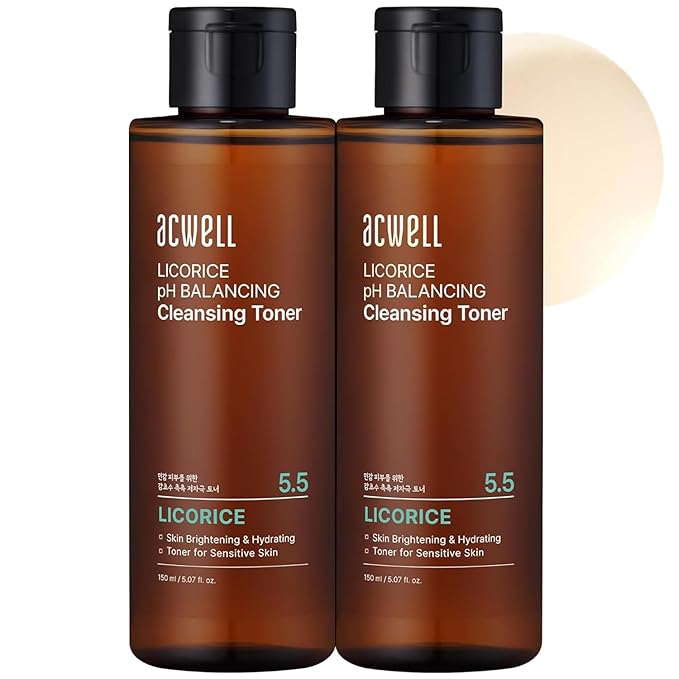 ACWELL Licorice pH Balancing Korean Toner for Cleansing - Alcohol-Free PH5.5 Hydrating Facial Astringent -Skin Clarifying & Hydration Boosting Toner, 5.1 fl.oz. 2 Pack