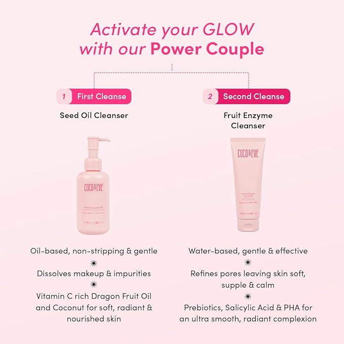 Coco & Eve Fruit Enzyme Cleanser. Water Based Gentle cleanser for Radiant Complexion. Refines Pores, Exfoliates and Moistuizes Skin. BHA, Prebiotic, Papaya Enzyme & Vitamin E (4.06 fl oz)