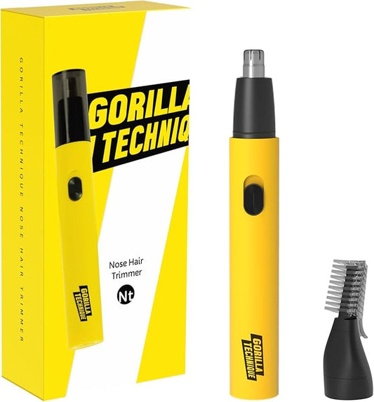 Gorilla Technique Nose Ear Hair Trimmer for Men, Rechargeable 2-in-1 Trimmer for Nose Ear Eyebrow Hair Removal, No Pull No Snag Grooming with High-Speed 10,000rpm Motor, 2 Heads