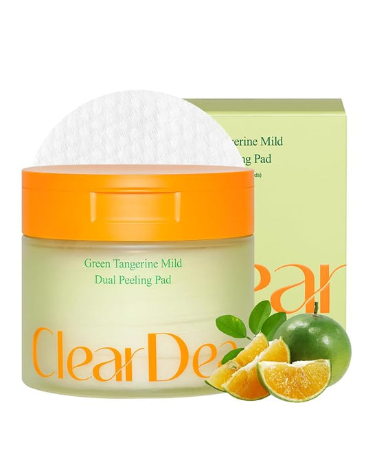 Green Tangerine Dual Peeling Pad – Korean Exfoliating Toner Pads with 4HA Complex, Jeju Citrus Vinegar, Oil Control, Dual-Sided Texture, Hydrating & Smoothing, 50 Pads