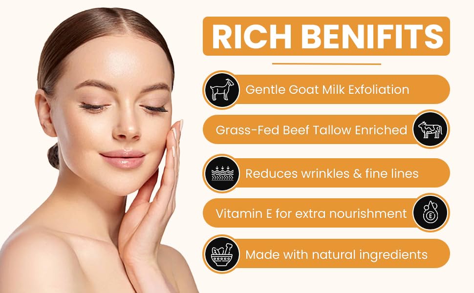 Tallow & Goat Milk Body Lotion for Sensitive Skin, Organic moisturizing Lotion - tallow for skin cream, Soothes Dry skin, Goat Milk face and body Moisturizer - Handmade Tallow lotion 12oz (OATMEAL MILK & HONEY) (UNSCENTED)