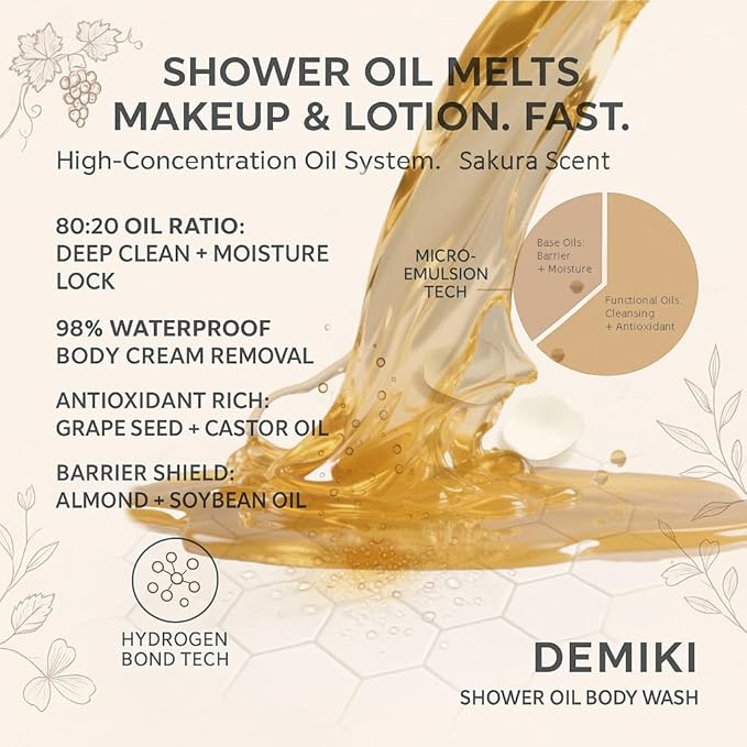 Body Wash Shower Oil Cleanser for Women-Japanese Bath Oil, Skin So Soft Moisturizing bodywash, Body Oil Cleanser, Natural Shower Gel, Body Care, Sulfate-Free,Paraben-Free 10 fl.oz