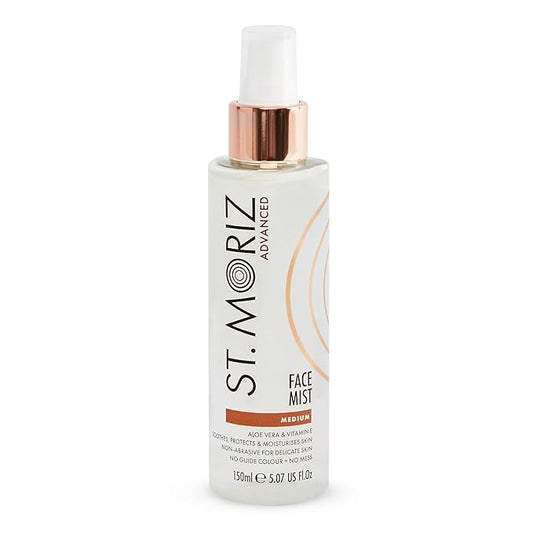 St. Moriz Advanced Self Tanner Face Mist, Sunless Tanning Spray (Medium, 5.07 Fl Oz) - Quick Tan Clear Bronzing Spray with Aloe Vera & Vitamin E – Gradual Self Tan for Face - Fake Tan Spray