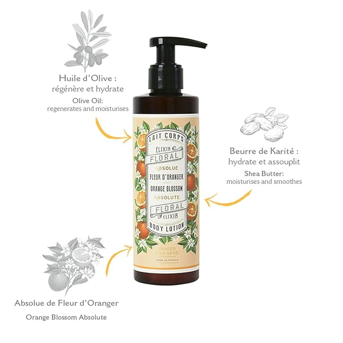 Panier des Sens –Orange Blossom Hand & Body Lotion for Dry Skin - Hydrating Body Cream for Women - Nourishing Fluid Body Moisturizer Shea Butter & Olive Oil 97% Natural Ingredients Body Care 8.45 Floz