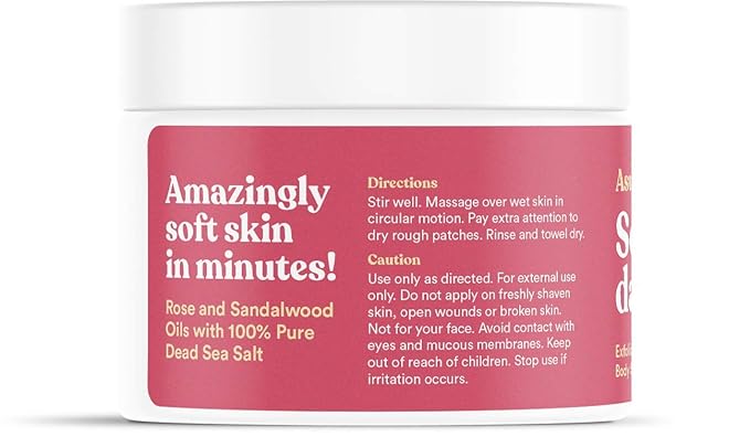 ASUTRA Dead Sea Salt Essential Oil Body Scrub Exfoliator (Sensual Rose), 16 oz - Ultra Hydrating, Gentle, & Moisturizing - Coconut, Rose, and Sandalwood Oils