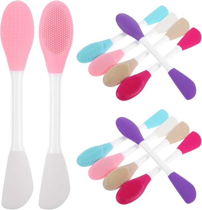 50 Pcs Silicone Face Mask Applicator, 2 in 1 Double-Sided Facial Scrubber Brush Tool, Double-Head Manual Cleansing Brush for Deep Gentle Exfoliating