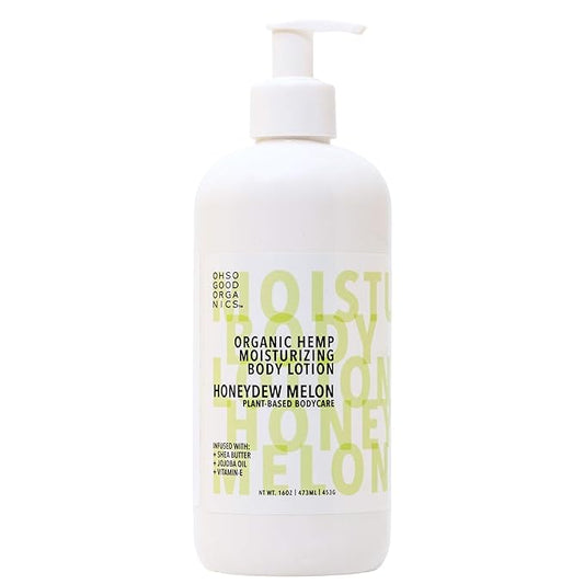 Organic Hemp Moisturizing Body Lotion, Body Lotion for Extremely Dry Skin, Hemp Lotion for Women and Men, Hemp Cream for Hands and Body, Honeydew Melon Scent, 16 fl oz.