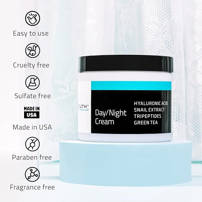 YEOUTH Day Night Face Moisturizer with Hyaluronic Acid, Snail Mucin Cream and Copper Tripeptide, Hydrating Fragrance Free Moisturizer, Face Cream for Women and Men 4oz