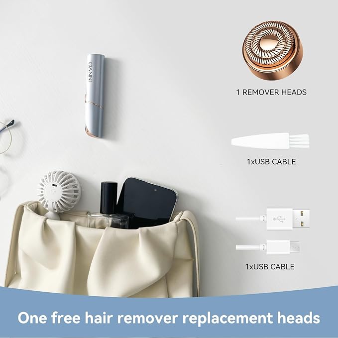 Facial Hair Remover for Women Ladies Upper Lip Hair Removal Electric Face Shaver with Rechargeable Battery Brush (White with 1 Replacment Head)