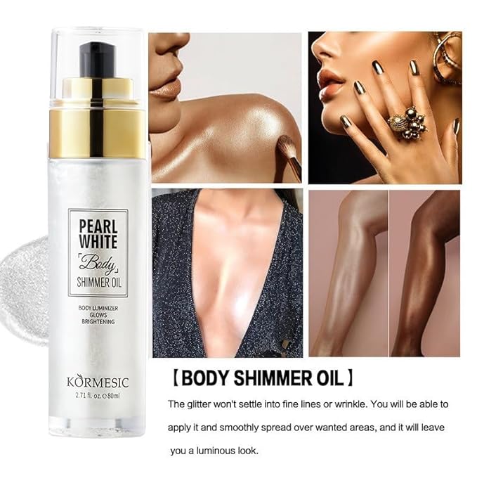 Shimmer Body Oil,Long Lasting Waterproof Face Brighten Glow (Golden Brown)