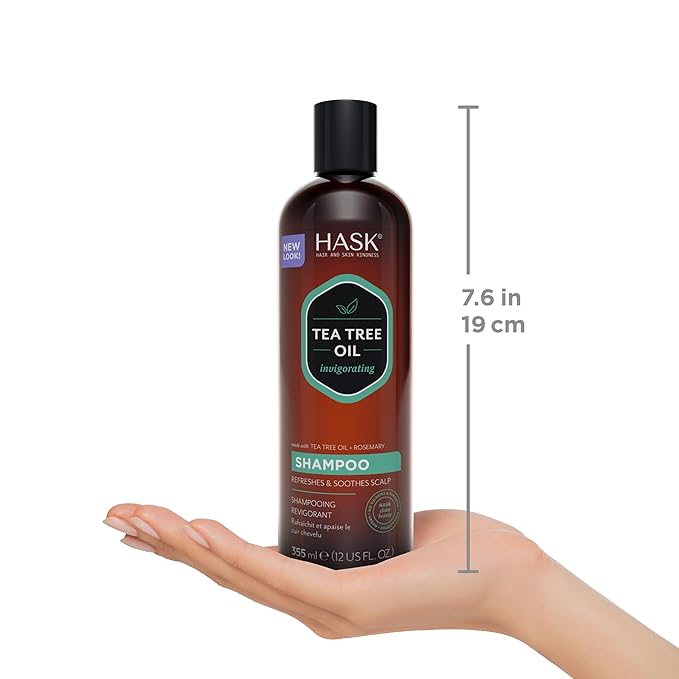 HASK Tea Tree Oil & Rosemary Invigorating Shampoo + Conditioner Set | Refreshes Scalp, Soothes, Sulfate-Free, Paraben-Free, Gluten-Free, Color Safe