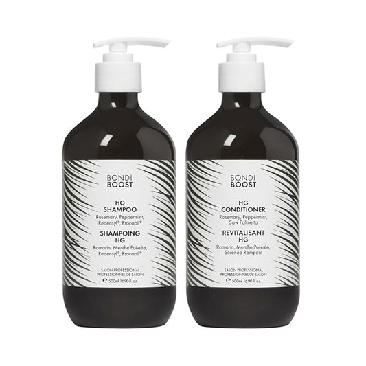 BondiBoost HG Anti-Thinning Shampoo Conditioner Set [16.90 fl oz each], Clinically Tested to Promote Fuller + Thicker-Looking Hair for Women & Men, Procapil, Redensyl & Rosemary Formula, Sulfate-Free
