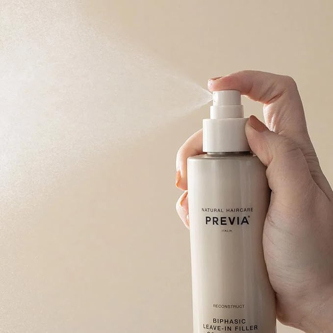 PREVIA Hydrating Leave-in Conditioner Spray with White Truffle Extract - Reconstructive Biphasic Detangling Treatment for Damaged, Dry, and Brittle Hair - Tames Frizz & Controls Static 3.3 Floz