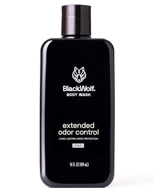 Black Wolf Deodorizing Body Wash for Men - Mens Long-Lasting Shower Gel Fights Body Odor - Hydrating & Moisturizing Body Cleanser Soap Removes Grime, Sweat & Buildup - Clean & Crisp Agave Scent