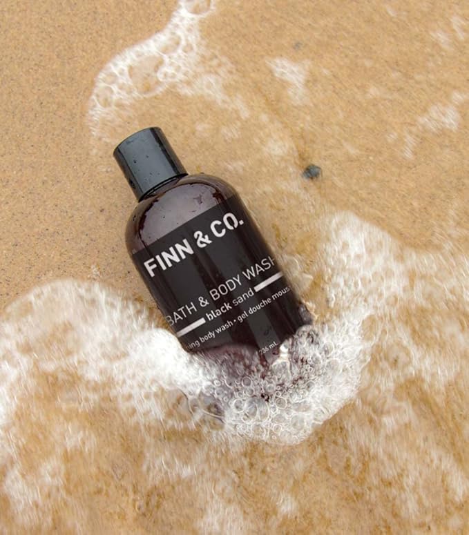 FINN & CO. Black Sand Body Wash - Beach Inspired Scent with Aloe & Green Tea - Gently Cleanses, Soothes & Softens Skin - Cruelty Free Body Cleanser for Men & Women | 8 oz